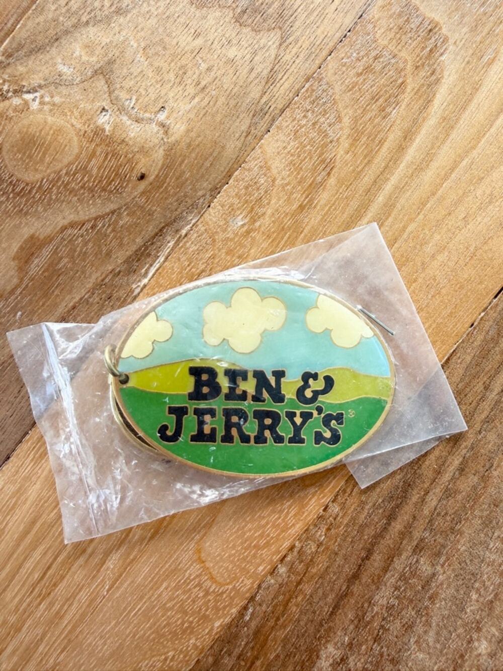 Rare Vintage 90s Ben & Jerry’s Enamel Keychain Ice Cream Promo NIP
